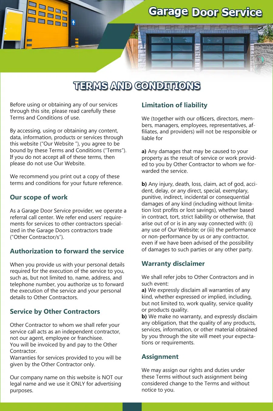 Garage Door 24 Hours Repairs Palatine, IL 847-717-1878 - terms01